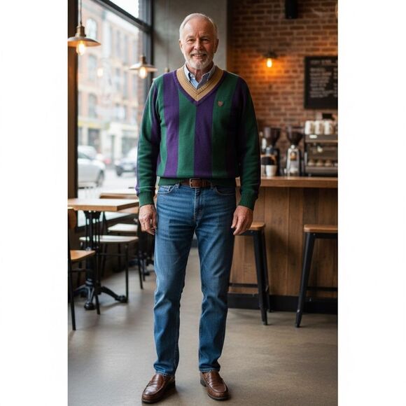 Vintage Men’s Hand Framed GANT V Neck Sweater size XLT - Picture 1 of 5